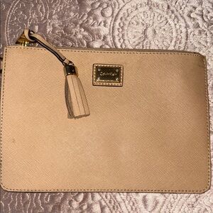 Calvin Klein Beige Tassel Zip Wristlet